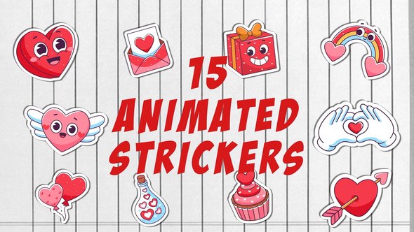 Videohive Love Stickers Pack. Elements template preview