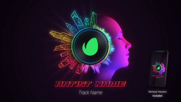 Neon Music Visualiser Video Displays template preview