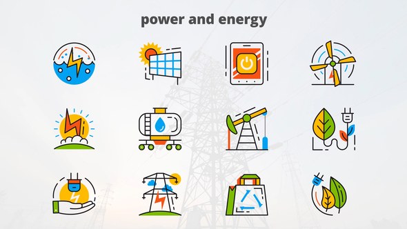 Power and Energy - Flat Animated Icons Video Displays template preview