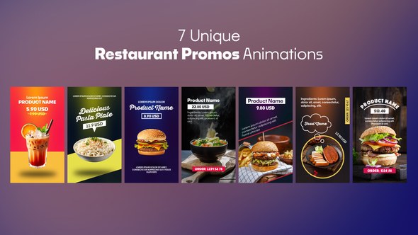 Videohive Vertical Restaurant Food Promo Animations Product Promo template preview