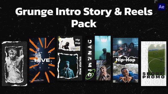 Videohive Grunge Intro Story & Reels Pack Broadcast-packages template preview