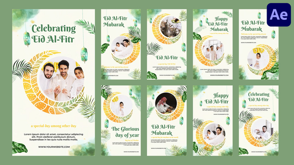 Videohive 9 in 1 Eid Al-Fitr Instagram Stories Broadcast-packages template preview