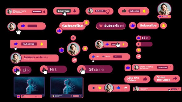 Videohive Pop YouTube Subscriber Pack Titles template preview