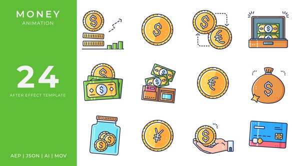 Videohive Money Animated Icons | After Effects Elements template preview