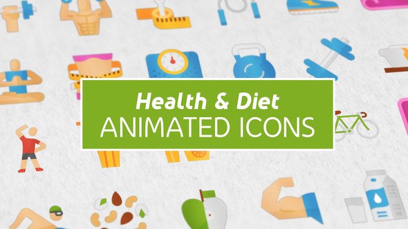 Health & Diet Modern Flat Animated Icons Video Displays template preview