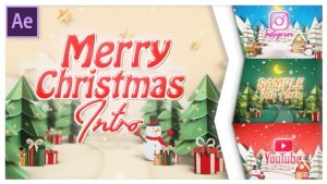 Videohive Merry Christmas Popup Papercut intro Titles template preview