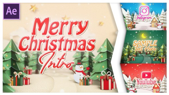 Videohive Merry Christmas Popup Papercut intro Titles template preview