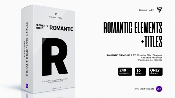 Romantic Elements & Titles Video Displays template preview