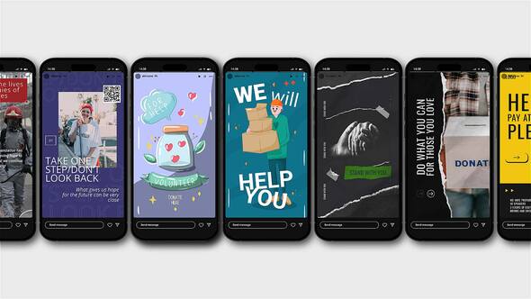 Videohive Charity Instagram Stories 12in1 Elements template preview
