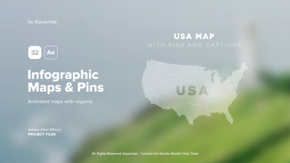 Videohive Infographic Maps with Pins Infographics template preview