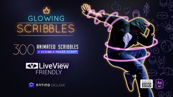 Glowing Scribble - Neon Fx Pack Video Displays template preview