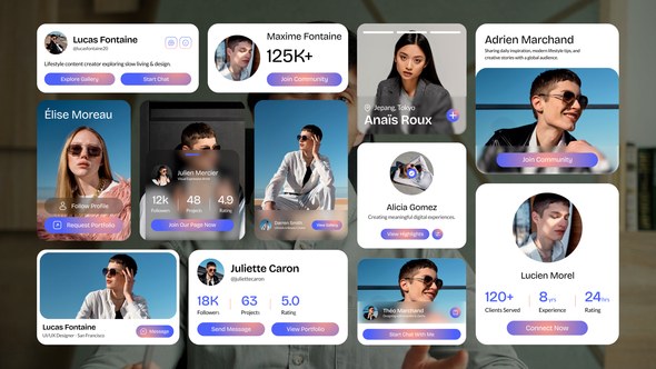 Profile Card App Widget Elements template preview