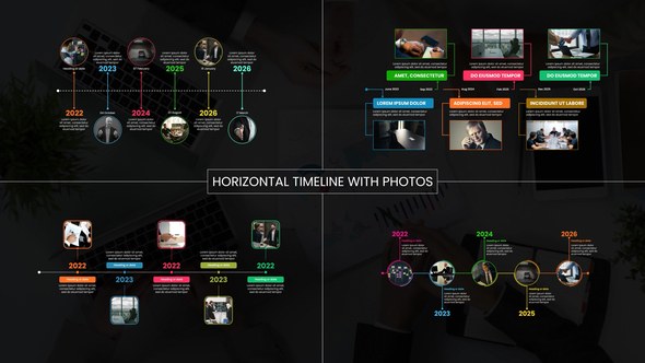 Videohive Horizontal Timeline With Photos Infographics template preview