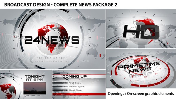 Broadcast Design - Complete News Package 2 Video Displays template preview