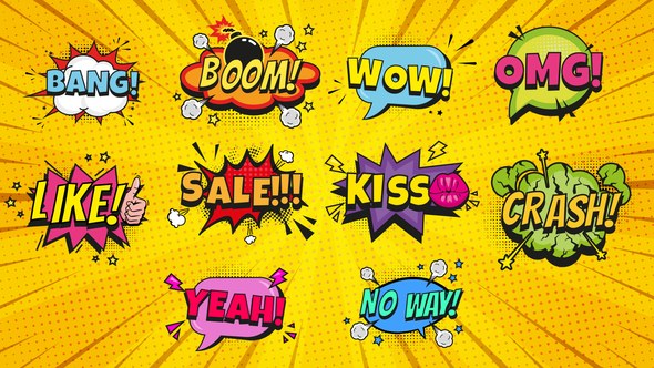 Videohive Comic Bubbles | Editable Cartoon Titles Titles template preview