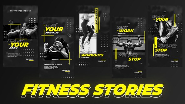 Videohive Fitness Stories Elements template preview