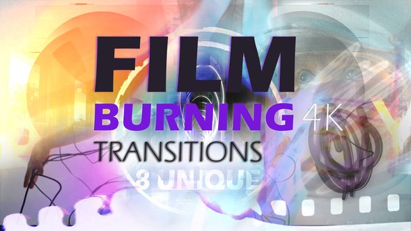 Videohive Film Burning Transitions 4K Elements template preview