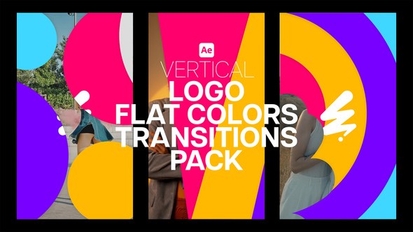 Videohive Vertical Logo Flat Colors Transitions Pack Elements template preview