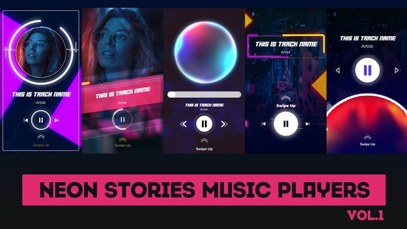 Videohive Neon Stories Music Players Openers template preview