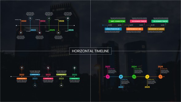 Videohive Horizontal Timeline Infographics template preview