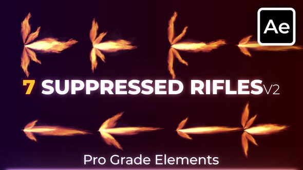Videohive Suppressed Rifles | Silencer Gun Shots 2 Elements template preview