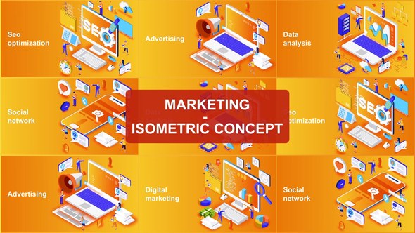 Marketing - Isometric Concept Video Displays template preview