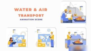 Videohive Water and Air Transportation Animation Scene Elements template preview