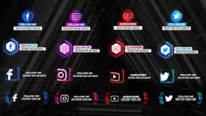 Neon Social Media Lower Thirds V2 Video Displays template preview
