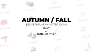 Videohive Autumn / Fall - Set of 16 Animated Icons Flat or Outline style Elements template preview