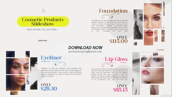 Videohive Cosmetic Products Slideshow Video Displays template preview
