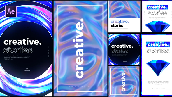 Videohive Holographic Posts and Stories Elements template preview