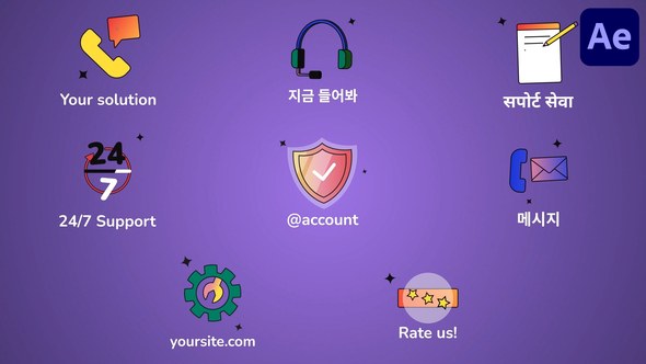 Videohive Support Service Icons And Titles for After Effects Titles template preview