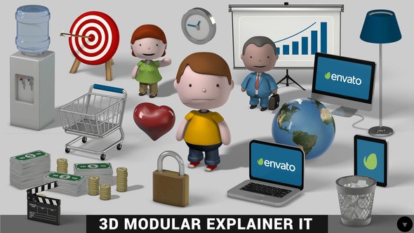 Videohive 3D Modular Explainer Kit Openers template preview