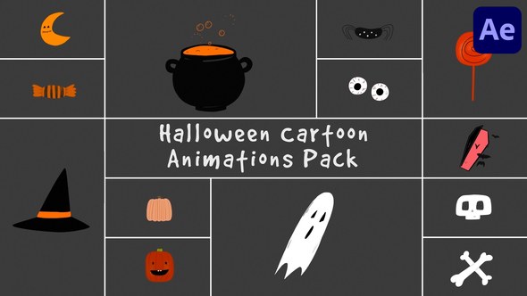Videohive Halloween Cartoon Animations for After Effects 54648856 Elements template preview