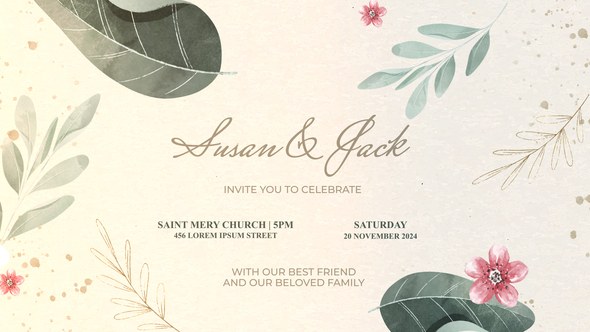 Wedding invitation slideshow Premiere Pro template preview