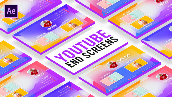 Videohive Glassmorphism Youtube End Screens Broadcast-packages template preview