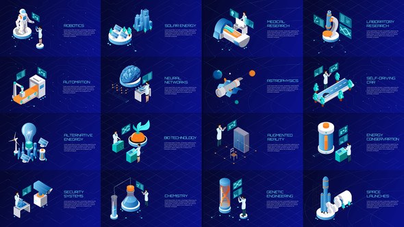Videohive Science And Technology Isometric Concepts Elements template preview