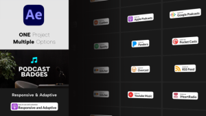 Videohive Podcast Badges for After Effects Titles template preview