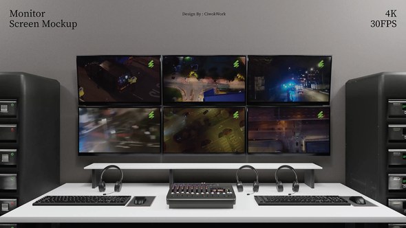 Videohive Control Room Monitor Screen Mockup Logo Stings template preview