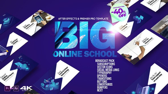 Big Online School Broadcast Pack Video Displays template preview