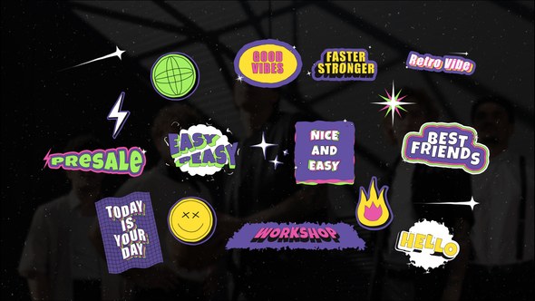 Videohive Retro Stickers Titles template preview