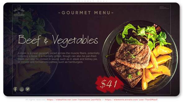 Videohive Gourmet Menu Product Promo template preview