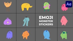 Videohive Emoji Monster Stickers for After Effects Elements template preview