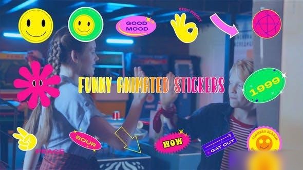 Videohive Animated Funny Stickers Element Pack After Effects Template Elements template preview