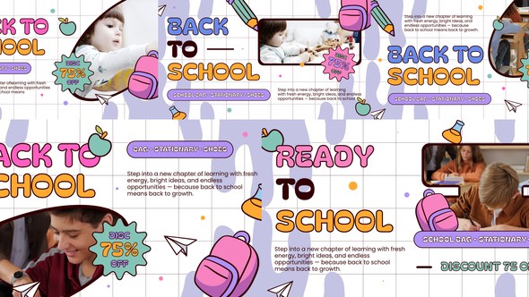 Videohive Back to School Promo Landscape Video Displays template preview