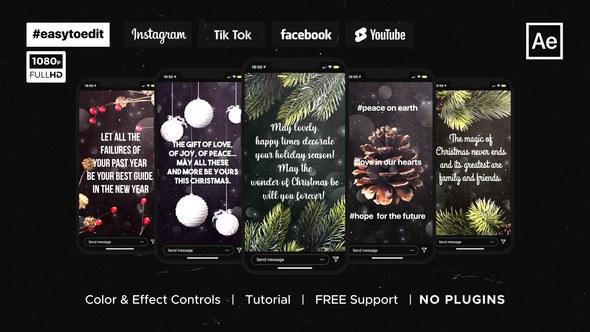 Christmas Greetings Instagram Stories Video Displays template preview