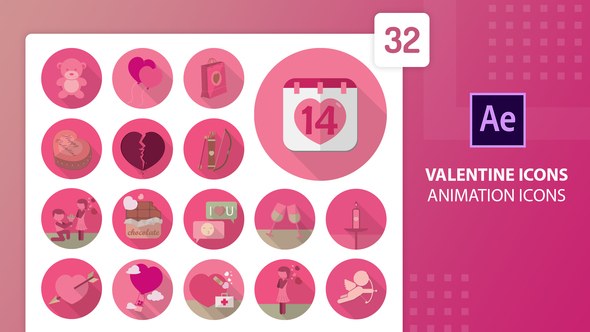 Videohive Valentine Animation Icons | After Effects Elements template preview