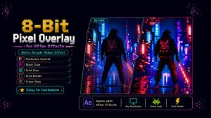 8-Bit Pixel Overlay for After Effects - Retro Arcade Video Effect Elements template preview