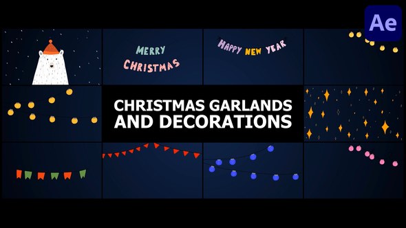 Videohive Christmas Garlands and Decorations | After Effects Elements template preview
