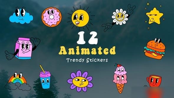 Videohive Animated Scene of Trendy Sticker Pack Designs Elements template preview